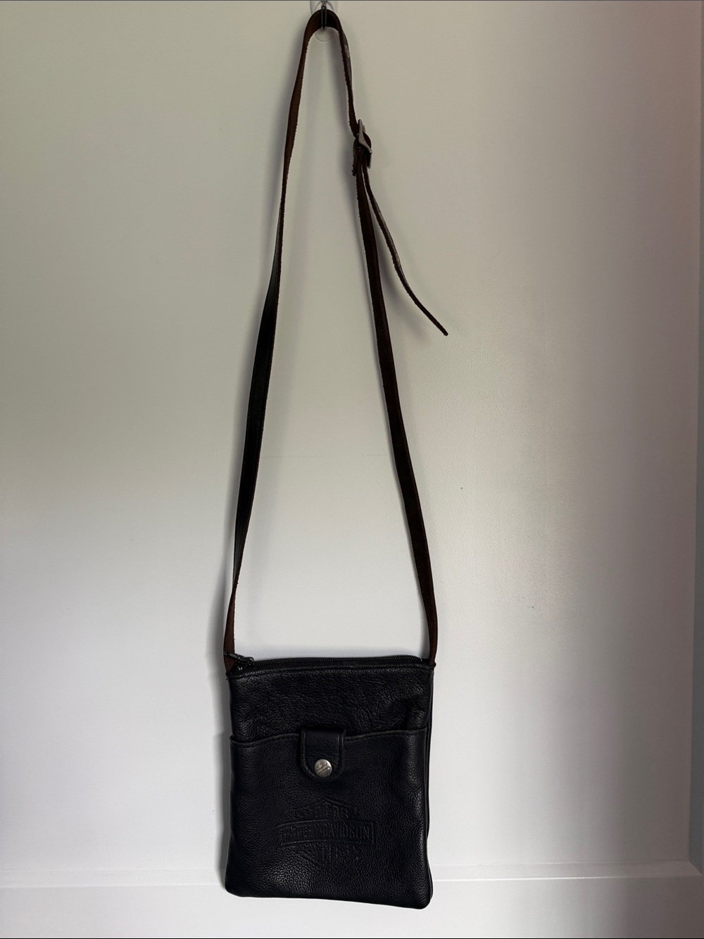 Harley-Davidson Black Leather Messenger Crossbody